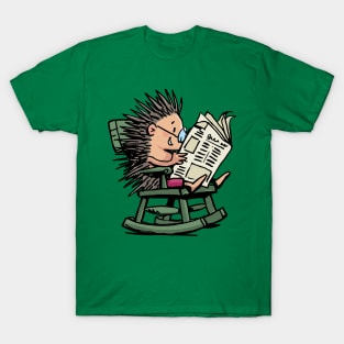 hedgehog in a rocking chair reads a newspaper T-Shirt